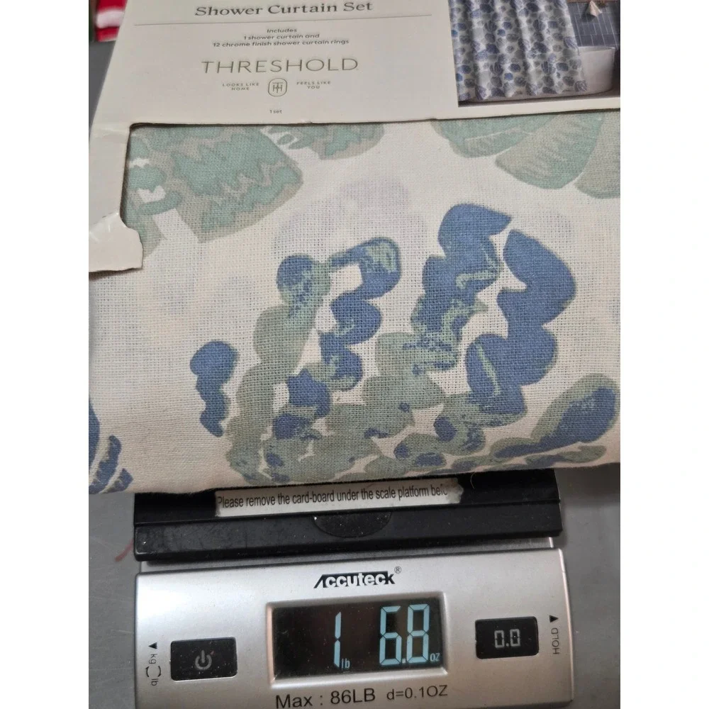 Threshold Coastal Seashell Cotton Shower Curtain Set Blue White Beach Summer
